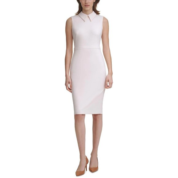 NWOT Calvin Klein Collared Light Pink Knee-Length Sheath Dress - Picture 1 of 6